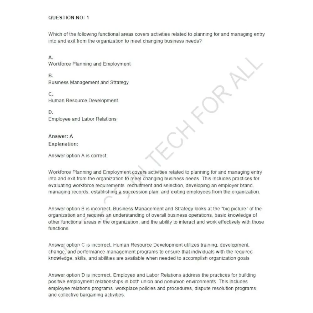 Printout HRCI SPHR Professional in Human Resources Exam Study Guide